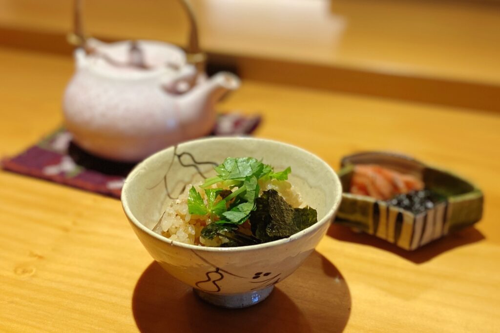 日本料理小西の松茸炊き込みご飯とお茶漬けセット